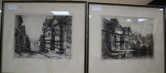 Albany E Howarth (1872-1936), two etchings, Views of 17th century houses, Chiddingstone, Kent and Rye, Sussex, signed in pencil, 23 x 3
